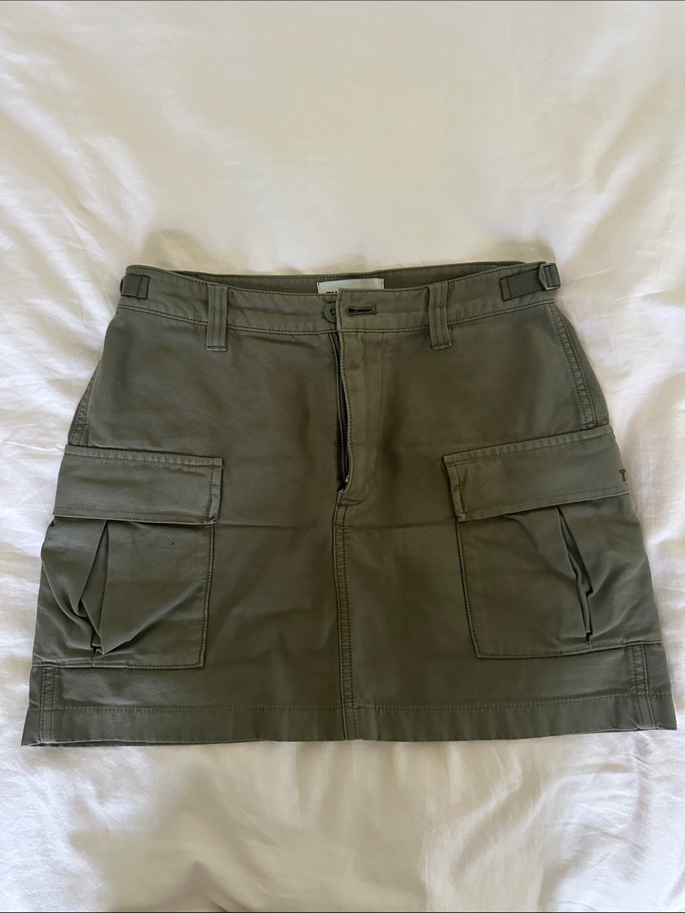 Olive Utility Cargo Mini Skirt
